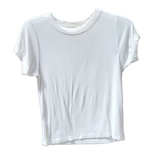Audrey 3+1 Classic Womens White Ribbed T-Shirt